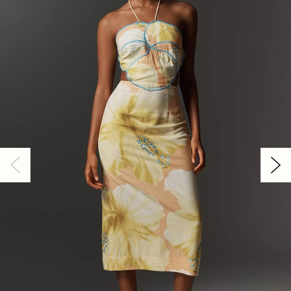 FARM RIO X ANTHROPOLOGIE FLORAL HALTER DRESS